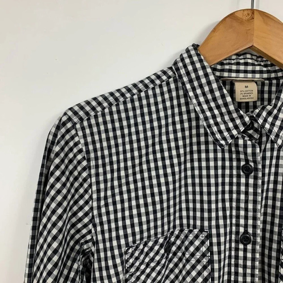Duluth Trading Women's Checkered Cotton Long Sleeve Button Up Short Size M - Picture 3 of 10